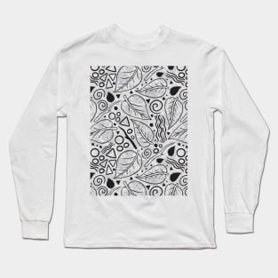 Leaf Doodle Seamless Surface Pattern Design Long Sleeve T-Shirt